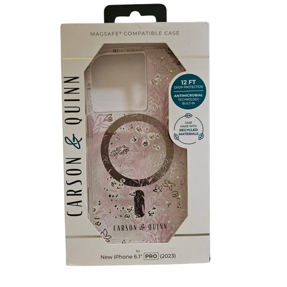 Carson & Quinn Transparent Case with Pink Floral Print iPhone  6.1 Case - Picture 1 of 2